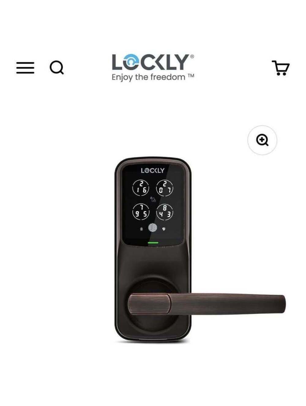 Lockly Secure PlusLatchbolt Smart Lock With Lever Door Handleset, Fin
